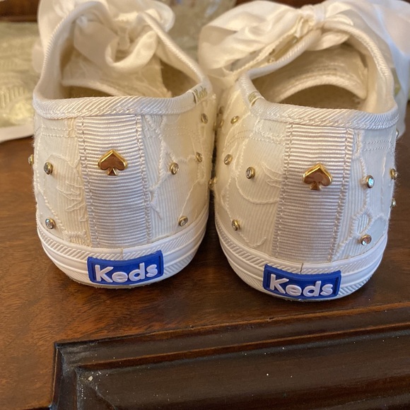 Kate Spade cream lace/rhinestone Keds sz 8 - Picture 5 of 6